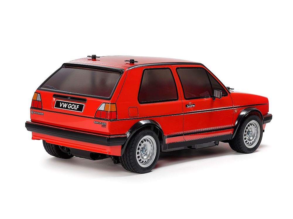 Tamiya Volkswagen Golf II GTI 16V Tamiya Volkswagen Golf Mk2 GTI 16V - MB-01 - 1:10 FWD RC Car Kit 2 Tamiya Volkswagen Golf II GTI 16V MB-01 Chassis 1/10 RC Car Bausatz Rückansicht