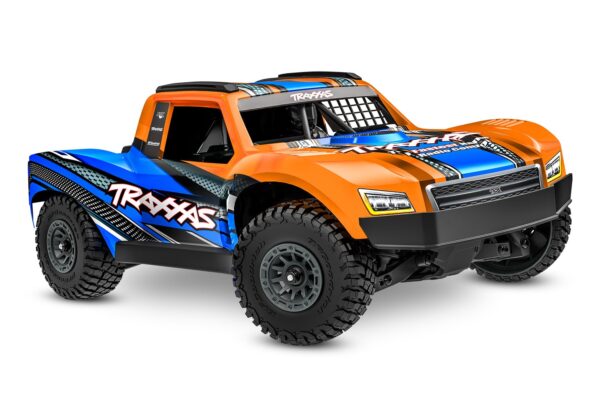 Traxxas mini slash BL-2s 4x4 remote control car orange color mini size front right view