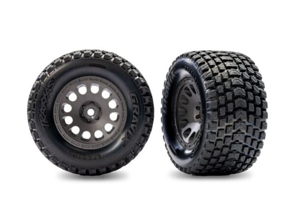 Traxxas Wheels Rear Gray Mini XRT Gravix Tires #TRX10775-GRAY