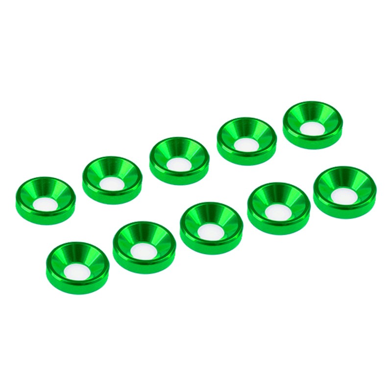 Ultimate Racing 4 mm Grüne Alu-Unterlegscheibe (10) #UR1511-GR 1 Ultimate Racing 4mm Green Alu Washer (10) #UR1511-GR