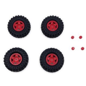 Deep Star Wheel 1.2" 68mm Mudder-XL Tire Set Red #240508 Hobby Plus