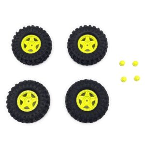 Deep Star Wheel 1.2" 68mm Mudder-XL Tire Set Yellow #240507 Hobby Plus