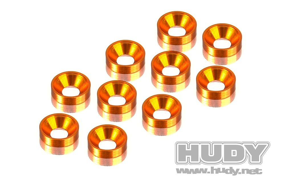 Hudy Alu Countersunk Shim (10) Orange #296510-O 1 Hudy Alu Countersunk Shim (10) Orange #296510-O