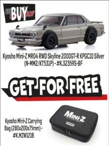 Skyline 2000GT-R KPGC10 MR04 Silver Kyosho Mini-Z RWD + Bag Set #32359S-BF