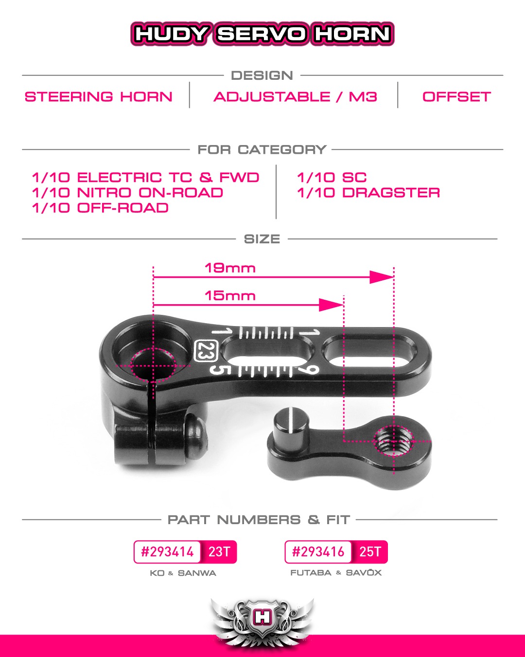 Hudy Servohorn 23T verstellbare Klemmung #293414 1 Hudy Servo Horn 23T Adj Clamp #293414