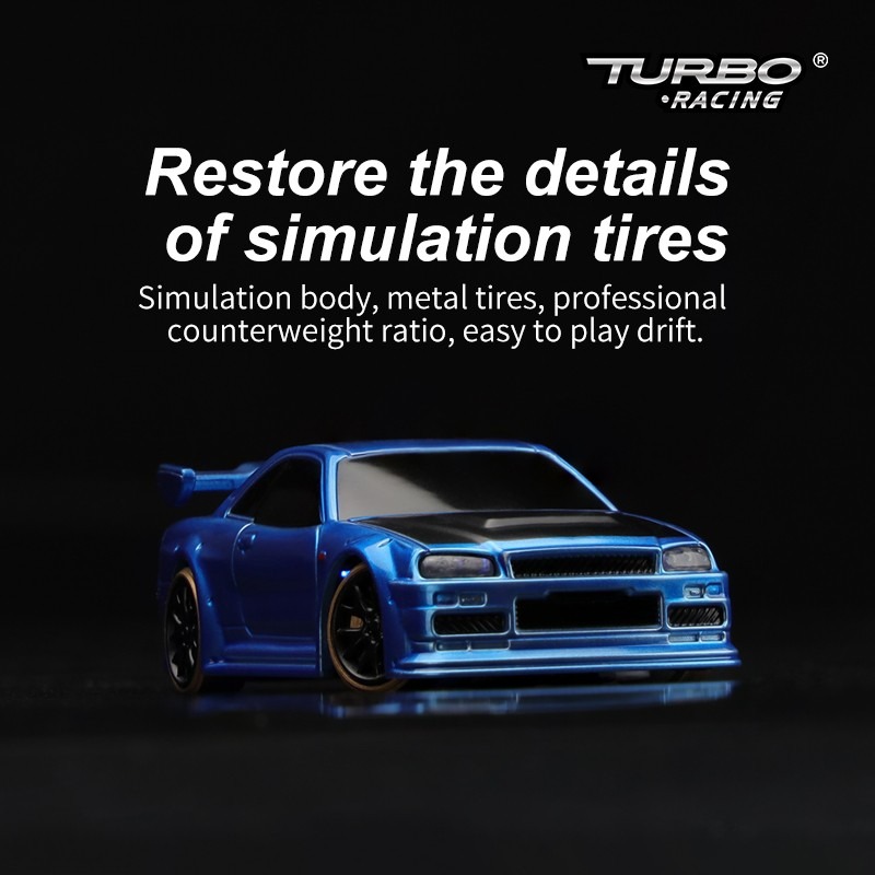 Turbo Racing C64 1:76 Micro RC Drift Car Green - C64-GN 3 Turbo Racing C64 1:76 Micro RC Drift Car Green - C64-GN