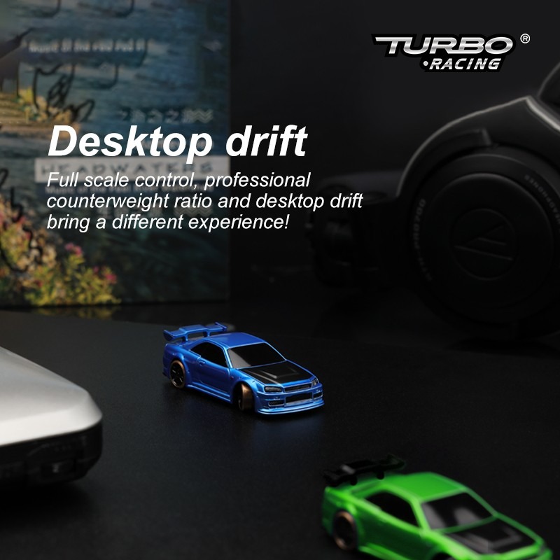 Turbo Racing C64 1:76 Micro RC Drift Car Green - C64-GN 5 Turbo Racing C64 1:76 Micro RC Drift Car Green - C64-GN