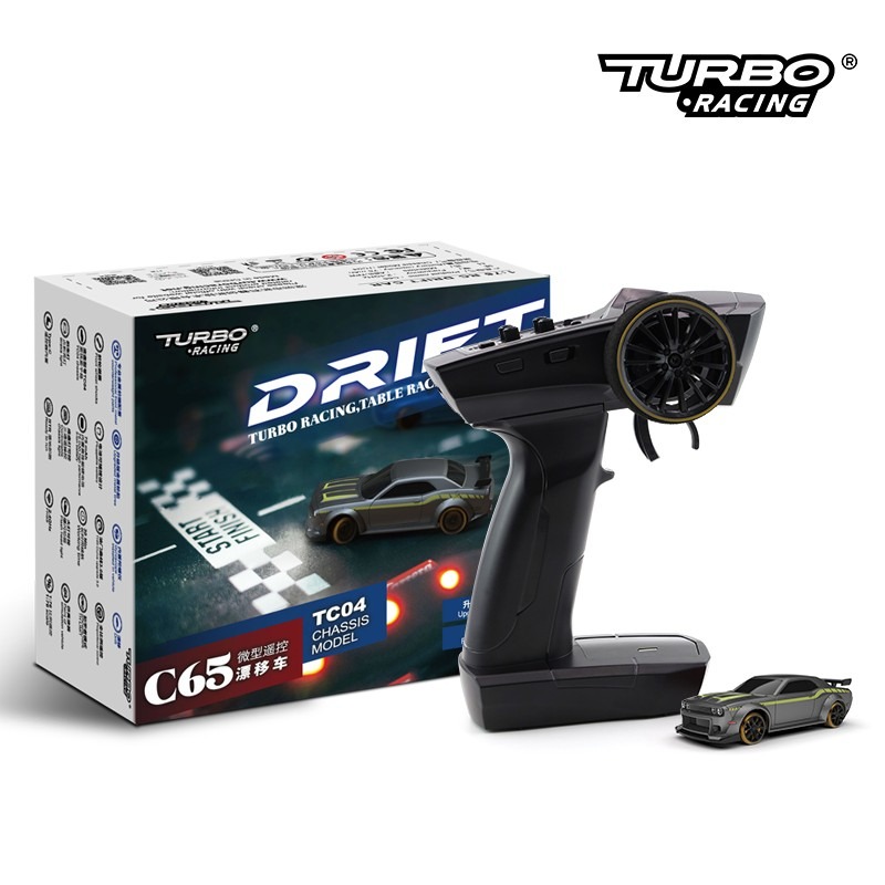 Turbo Racing C65 Micro Drifti Auto - Hall - 1:76 RTR 1 1/76 C65 Turbo Racing Micro RC Drift Car Grey #C65