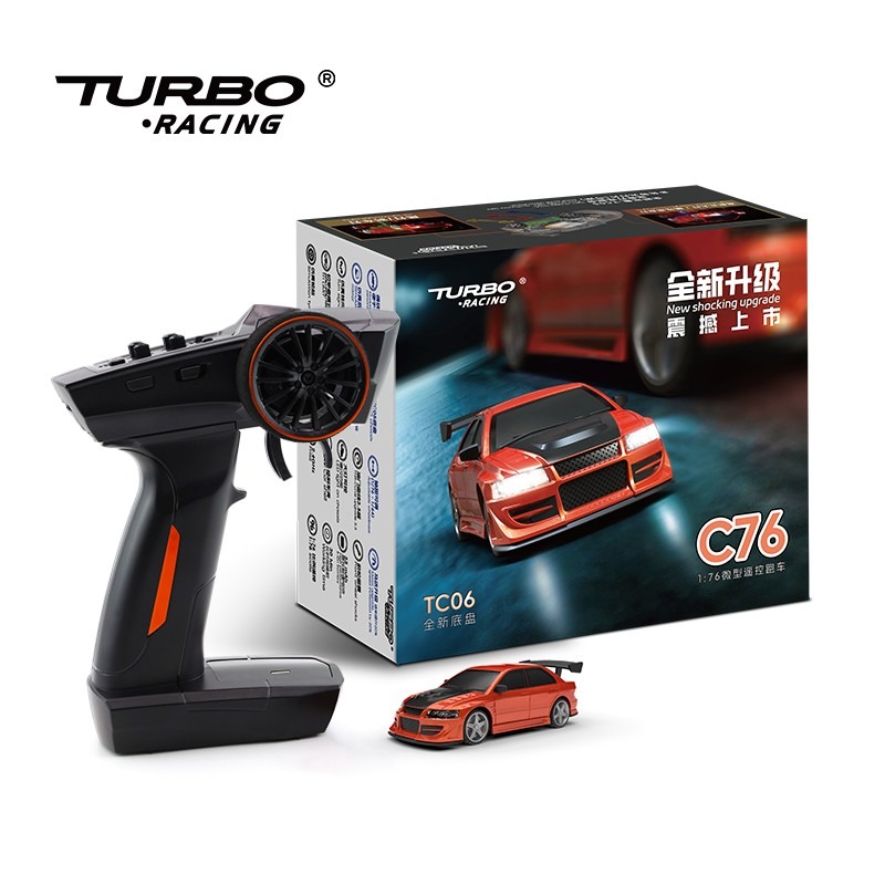1/76 C76 Turbo Racing Micro RTR RC Auto Punane #C76 1 1/76 C76 Turbo Racing Micro RTR RC Car Red #C76