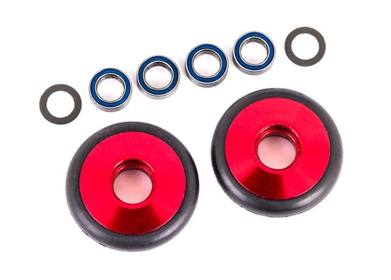 Traxxas Wheelie-Bar-Räder & Lager Alu Rot #TRX9461R 1 Traxxas Wheelie Bar Wheels & Bearings Alu Red #TRX9461R