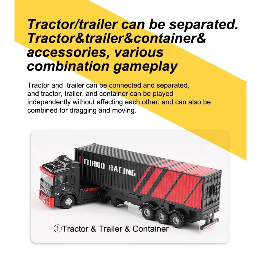 Turbo Racing C50 1:76 Semi-Truck koos Traileriga RTR - Must 3 Turbo Racing C50 1:76 Semi-Truck with Trailer RTR - Black