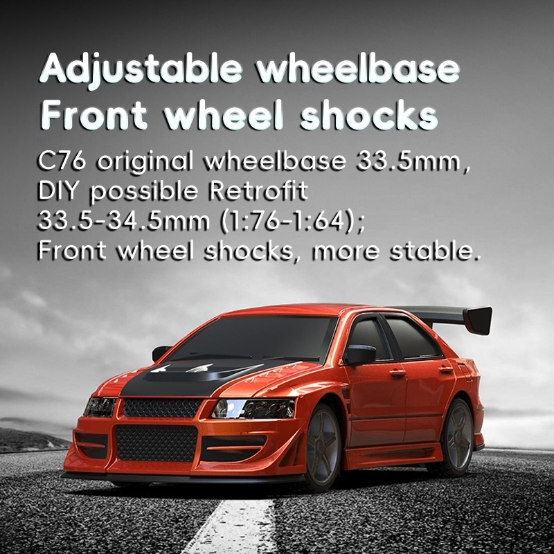 1/76 C76 Turbo Racing Micro RTR RC Car Red #C76