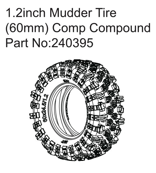 1.2" Mudder Tire (60mm) Comp Compound - Hobby Plus 240395