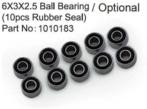 Ball Bearing 3x6x2.5mm 2xRS (10 pcs) - Hobby Plus 240365 1 Ball Bearing 3x6x2.5mm 2xRS (10 pcs) - Hobby Plus 240365