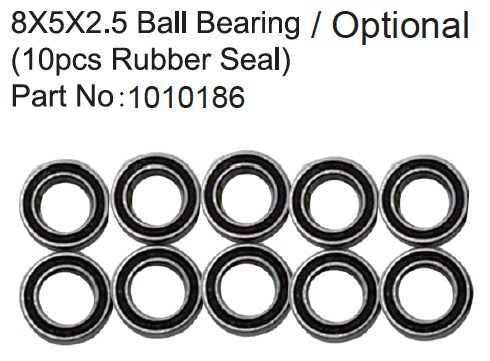 Ball Bearing 5x8x2.5mm 2xRS (10 pcs) - Hobby Plus 240368 1 Ball Bearing 5x8x2.5mm 2xRS (10 pcs) - Hobby Plus 240368
