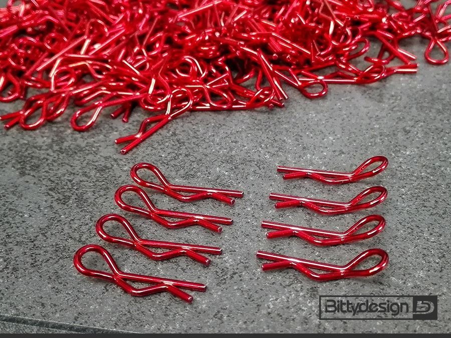 Bittydesign Karosserieclips 1:10 Autos – rot 1 Bittydesign Body Clips 1:10 Cars - red