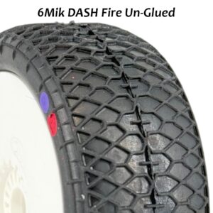 6Mik 1:8 Buggy Wheels Un-Glued (2) - DASH Fire - Black inserts - White rims