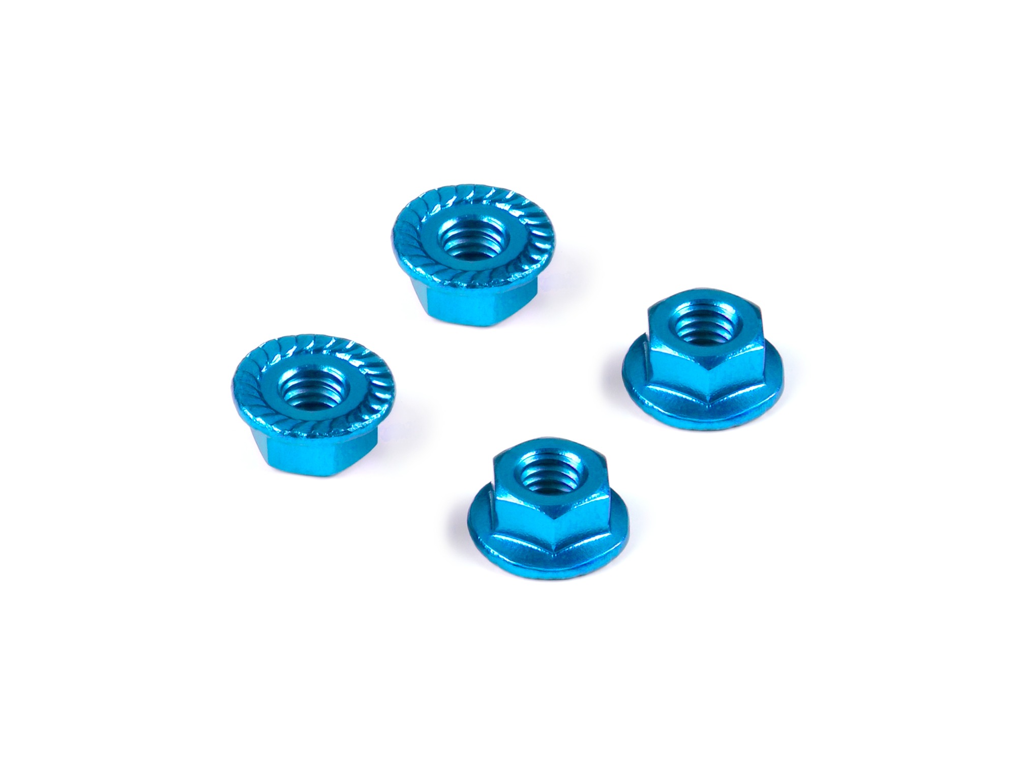 Alu Nut M4 with Serrated Flange - Blue (4)