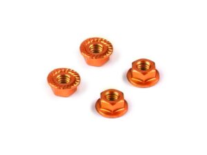 Alu Nut M4 with Serrated Flange - Orange (4)