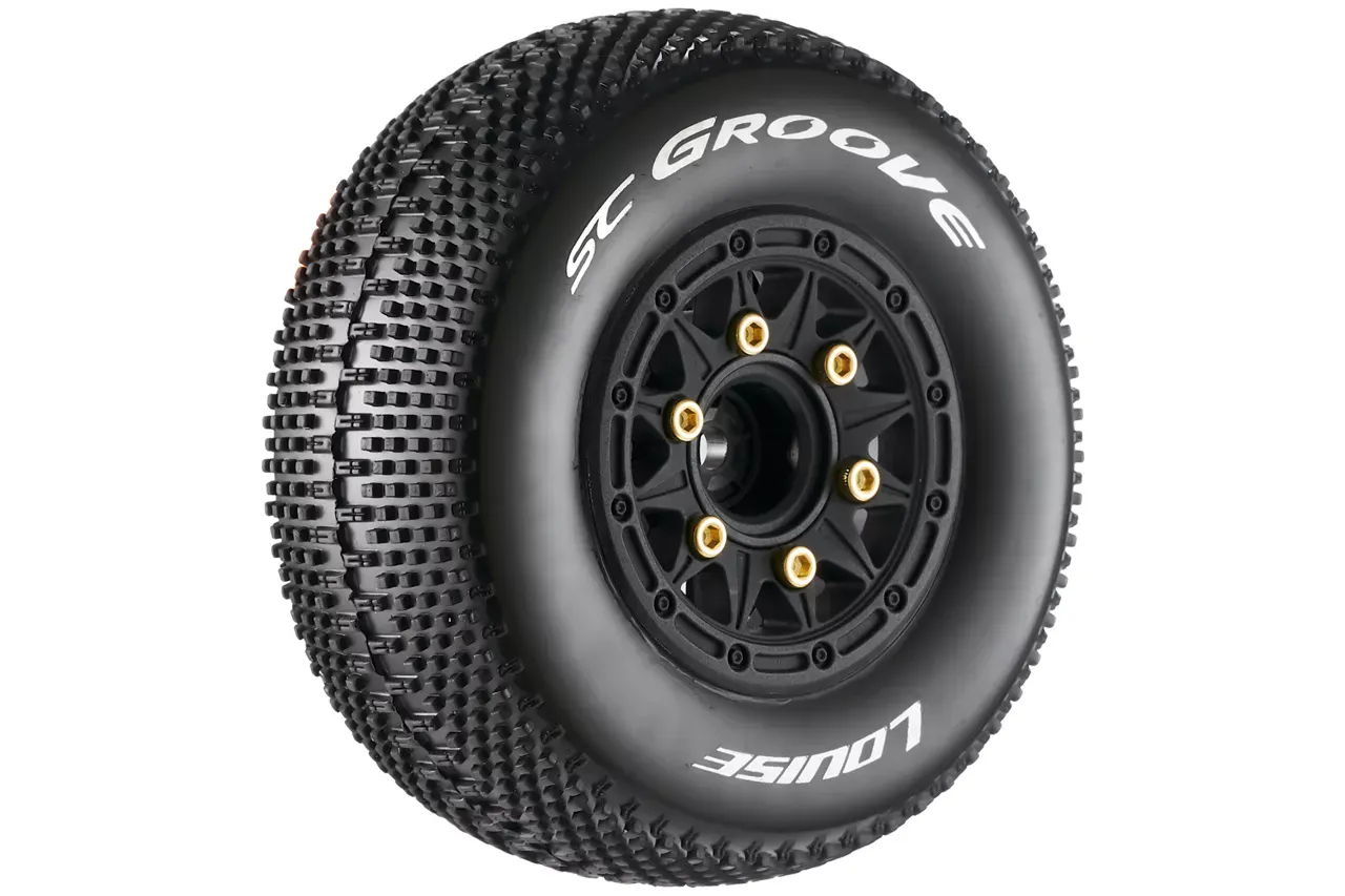 Louise RC - SC-GROOVE - 1-10 Short Course Tire Set - Mounted - Soft - Black Wheels - Removable 1-10 SC Hex - 12, 14, 17mm - L-T3146SB 5 Louise RC - SC-GROOVE - 1-10 Short Course Tire Set - Mounted - Soft - Black Wheels - Removable 1-10 SC Hex - 12, 14, 17mm - L-T3146SB