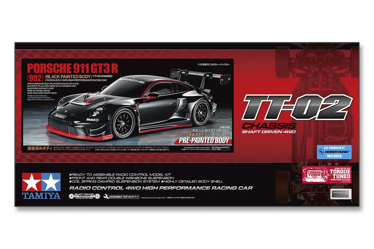 Tamiya Porsche 911 GT3 R (992) (47512) - TT-02 - Painted Body - 1:10 RC Car Kit 2 Tamiya Porsche 911 GT3 R (992) (47512) - TT-02 - Painted Body - 1:10 RC Car Kit