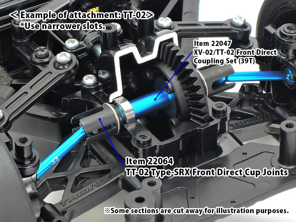 Type-SRX Front Direct Cup Joints - Hop-Up Options - TT-02 3 Type-SRX Front Direct Cup Joints - Hop-Up Options - TT-02