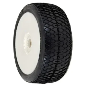 Black tire with white rim