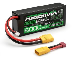 Absima 6000mAh 50C 7.4V 2S LiPo Battery Hardcase XT90|T-plug