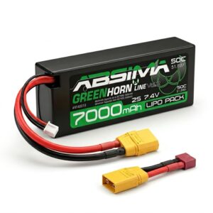 Absima 7000mah 7.4V 50C 2S LiPo Battery Hardcase XT90 | T-Plug
