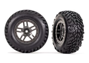 Gray Split-Spoke Wheels w/ SCT Tires (2) - Traxxas 6964