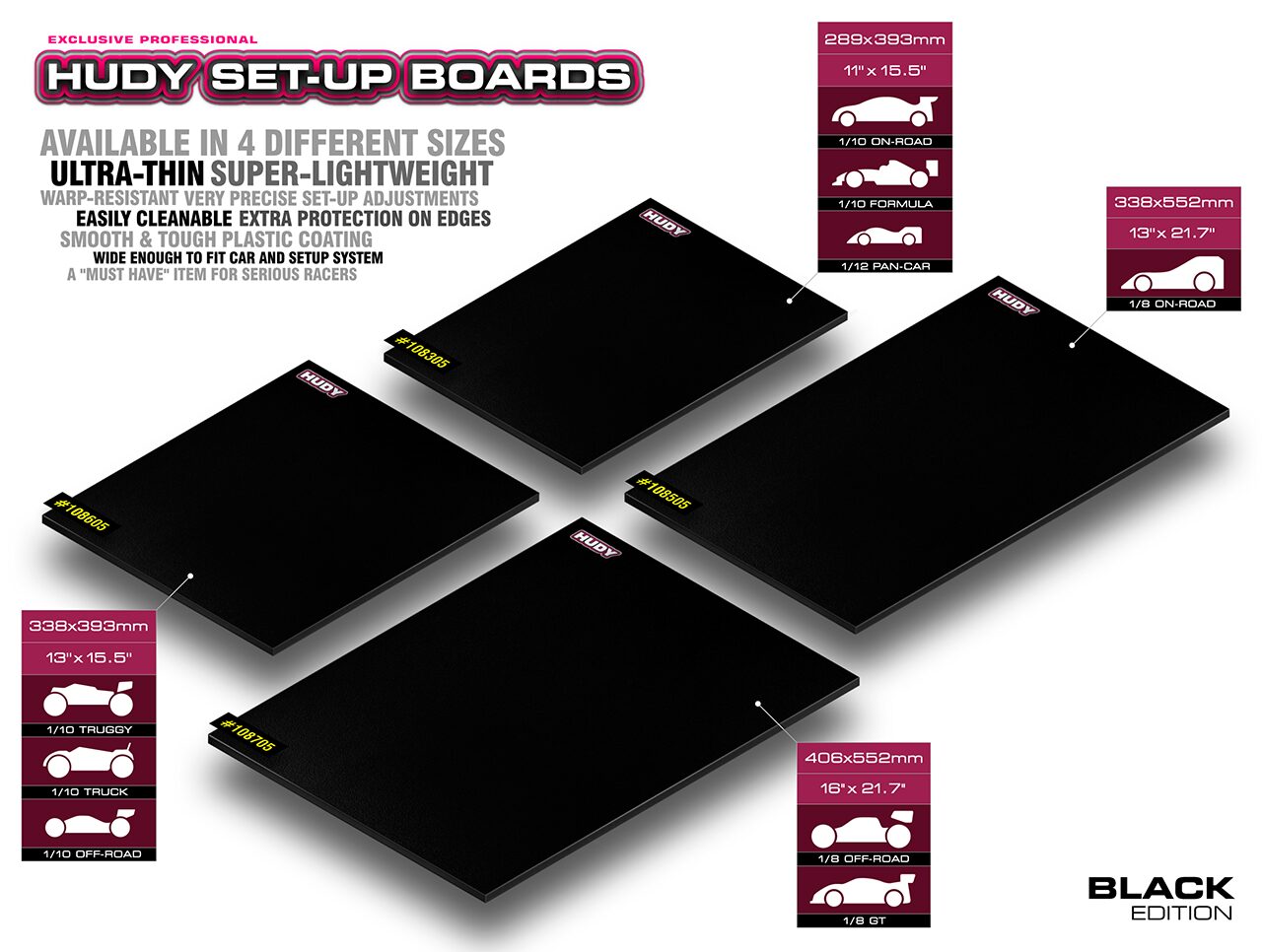 Set-Up Board For 1/10 Off-Road - Lightweight - Black - Hudy