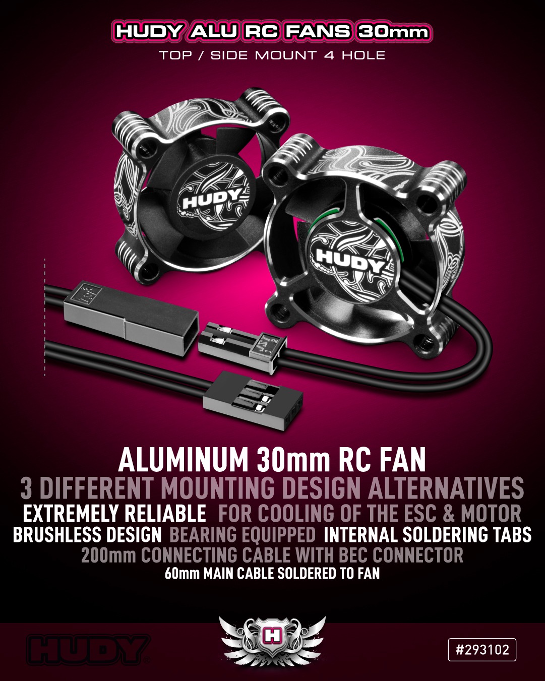 HUDY Alu RC Fan 30mm - Top/Side Mount 4 Hole 3 HUDY Alu RC Fan 30mm - Top/Side Mount 4 Hole
