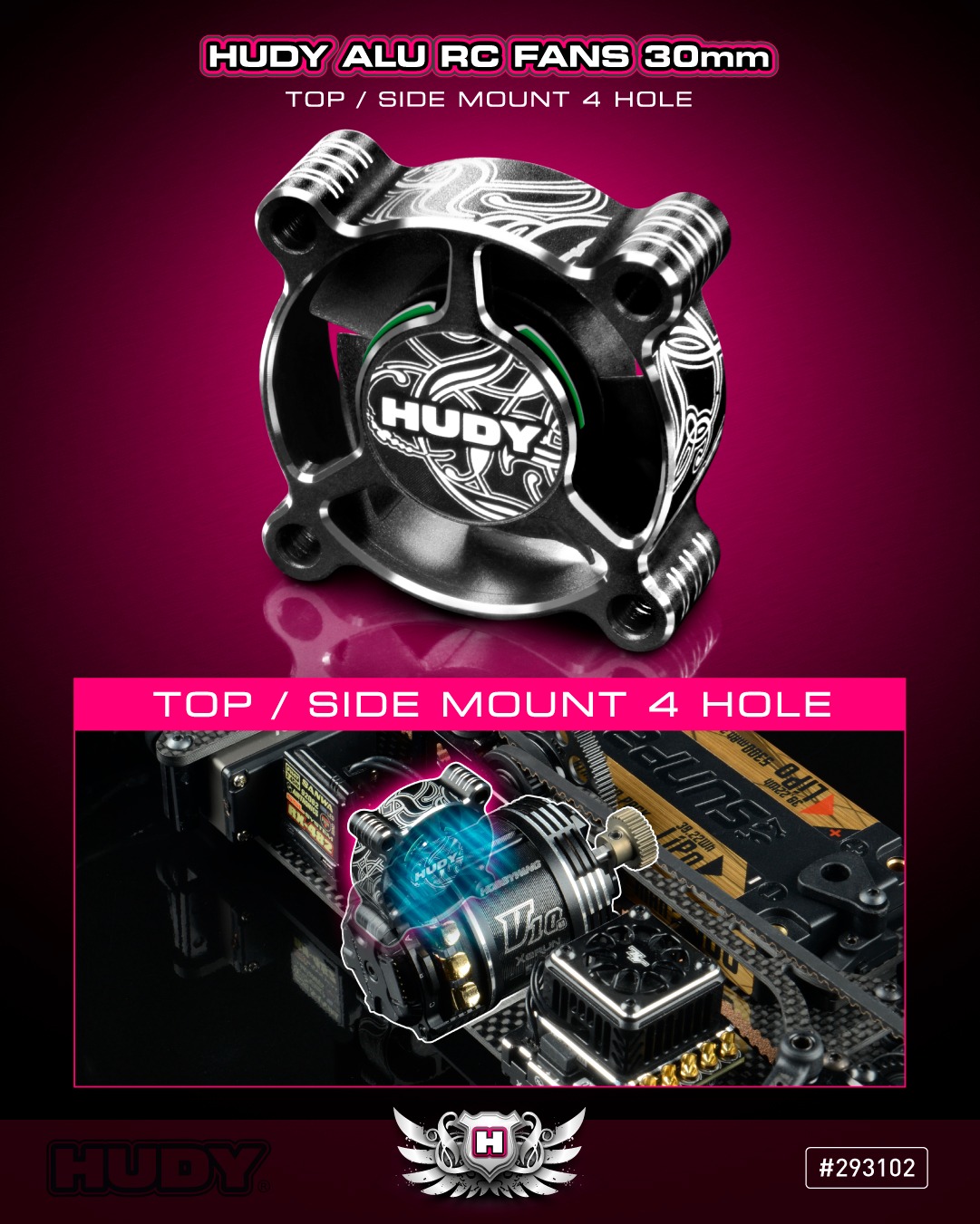 HUDY Alu RC Fan 30mm - Top/Side Mount 4 Hole 4 HUDY Alu RC Fan 30mm - Top/Side Mount 4 Hole