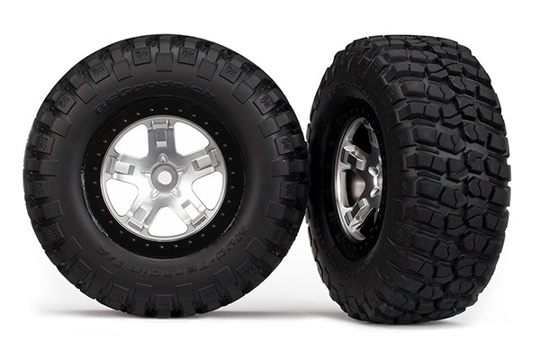 SCT Satiini kromi & musta vanteet & BFGoodrich renkaat (2) - Traxxas 5878 1 SCT Satin Chrome & Black Wheels & BFGoodrich Tires (2) - Traxxas 5878