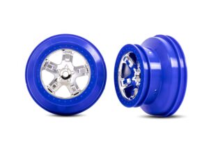 Split-Spoke Chrome & Blue SCT Wheels (2) - Traxxas 5868A