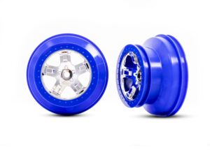 SCT Chrome & Blue Wheels (2) - Traxxas 5870A