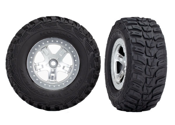 SCT Satin Chrome Wheels & Kumho Tires (2) - Traxxas 5880X