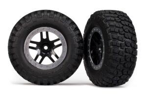 SCT Black & Satin Chrome Wheels & BFGoodrich Tires (2) - Traxxas 5883