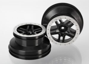 Split-Spoke Black & Satin Chrome Wheels (2) - Traxxas 5884