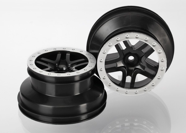 Split-Spoke Black & Satin Chrome Wheels (2) - Traxxas 5884
