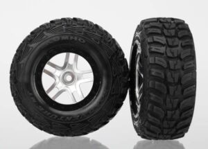 Satin Chrome & Black Wheels w/ S1 Kumho Tires (2) - Traxxas 6874R