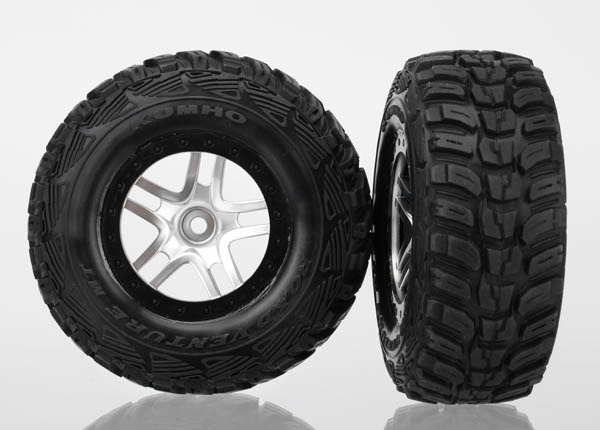 Satin Chrome & Black Wheels w/ S1 Kumho Tires (2) - Traxxas 6874R