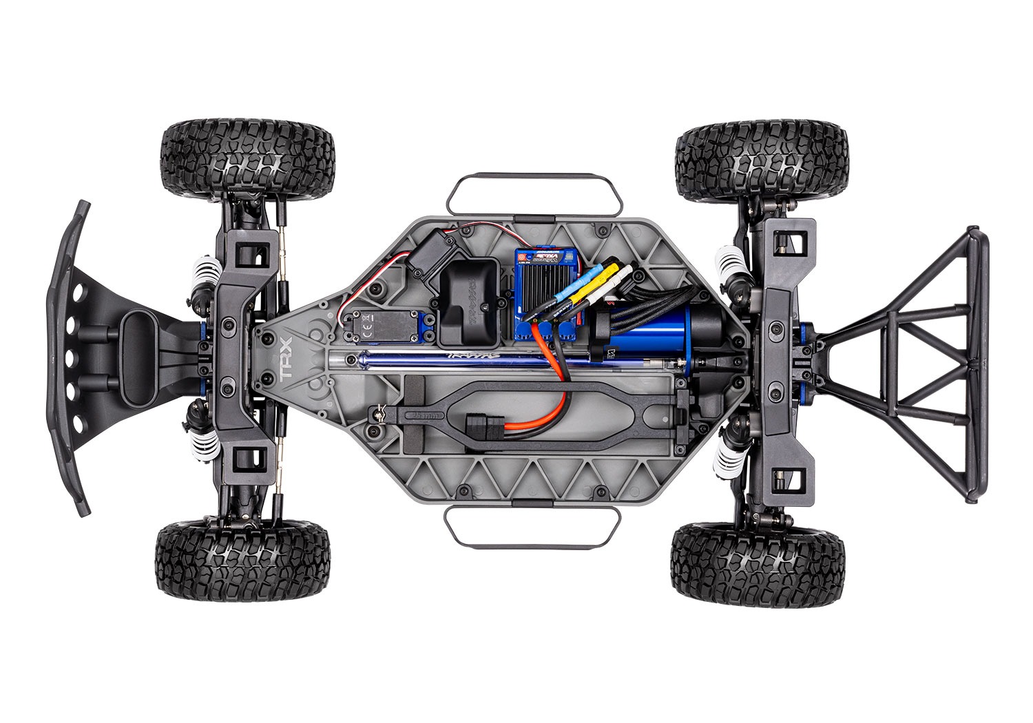 Top view of an RC car.