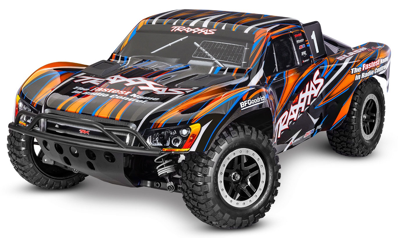 Colorful remote-controlled short course truck