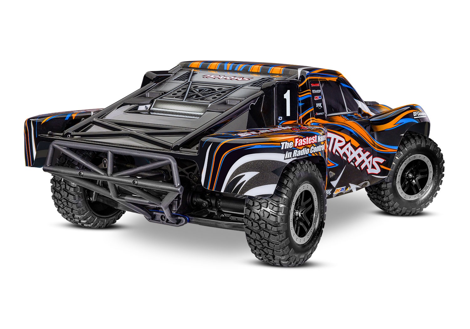 Remote-controlled orange short course truck