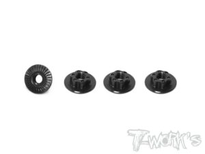 Wheel Nuts M4 Serrated for 1:10 Cars (4) - Black - T-Work's