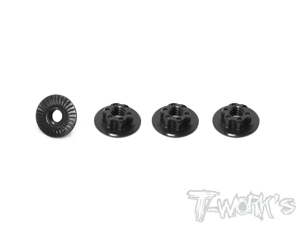Rattamutrid M4 Serrated 1:10 mudelitele (4) - Must - T-Work's 1 Wheel Nuts M4 Serrated for 1:10 Cars (4) - Black - T-Work's