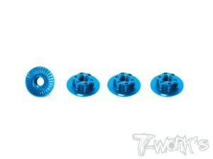 Wheel Nuts M4 Serrated for 1:10 Cars (4) - Blue - T-Work's