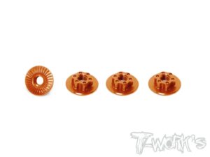 Wheel Nuts M4 Serrated for 1:10 Cars (4) - Orange - T-Work's