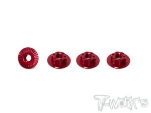 Wheel Nuts M4 Serrated for 1:10 Cars (4) - Red - T-Work's